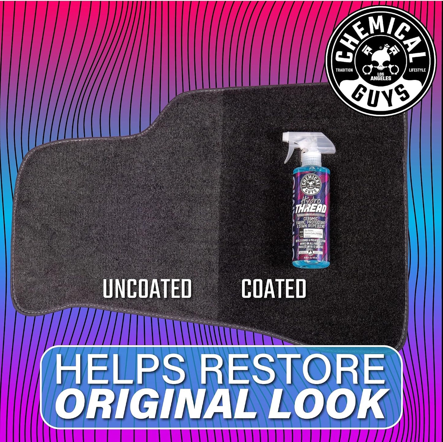 Chemical Guys CWS203FPB Foaming Citrus Fabric Clean Carpet & Upholstery Cleaner and HydroThread Protectant, Fabric Cleaner & Ceramic Fabric Protectant Bundle - (2-16 oz Bottles)