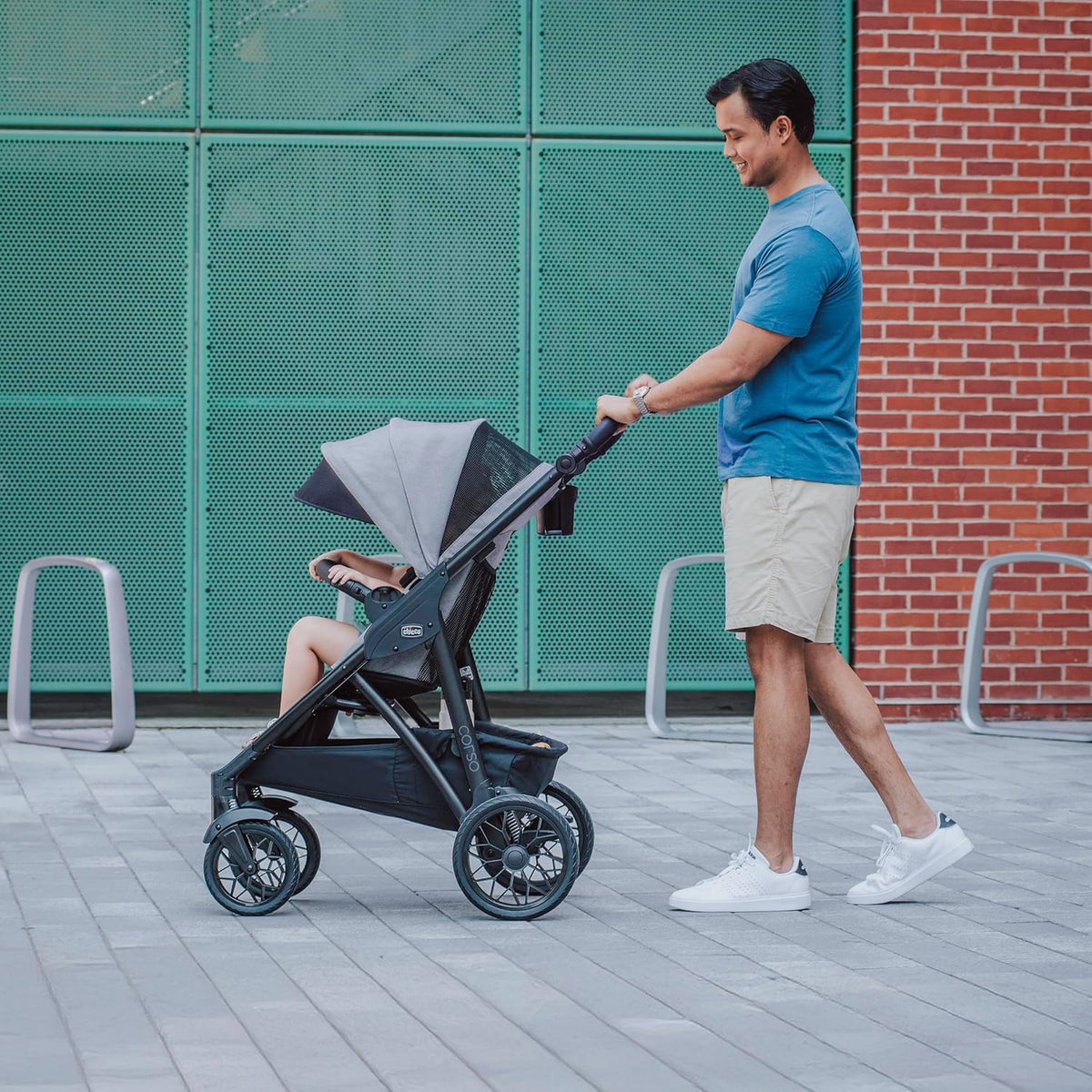 Chicco Corso LE ClearTex Modular Travel System with KeyFit Infant Car Seat | Canyon, baby travel stroller, 4 strolling modes, fits 4-30 lbs, extended rear-facing, newborn insert, one-hand compact fold