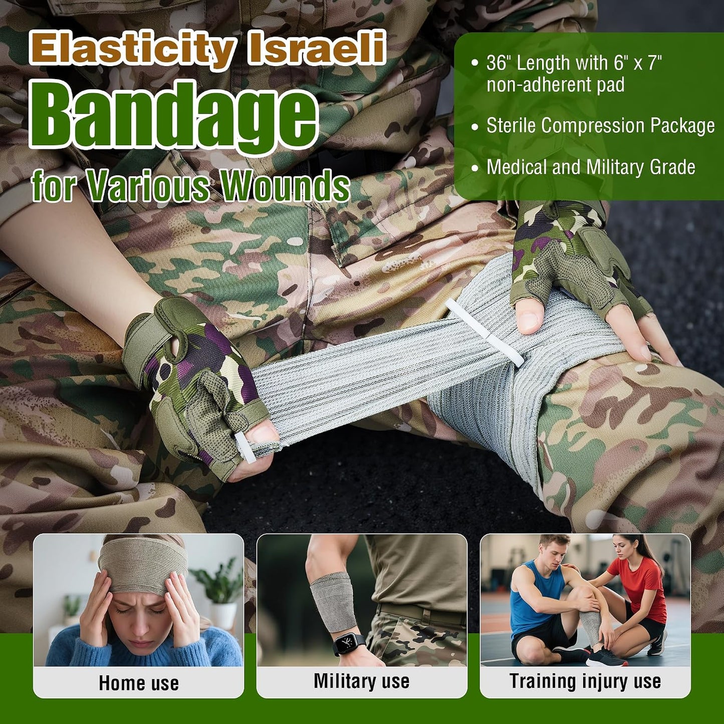 Premium IFAK Trauma Kit with Tourniquet, 36" Splint, Israeli-Bandage | Survival Emergency Prepare Equipment Bag, For Home, Outdoor, Heavy-Duty Workspace, School, Car
