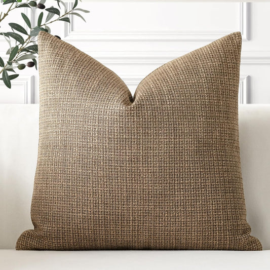 OTOSTAR Linen Throw Pillow Cover Set of 1 Decorative Square Pillowcases Cushion Covers 24x24 Inch for Home Decor Sofa Bedroom Car 60 x 60CM Brown