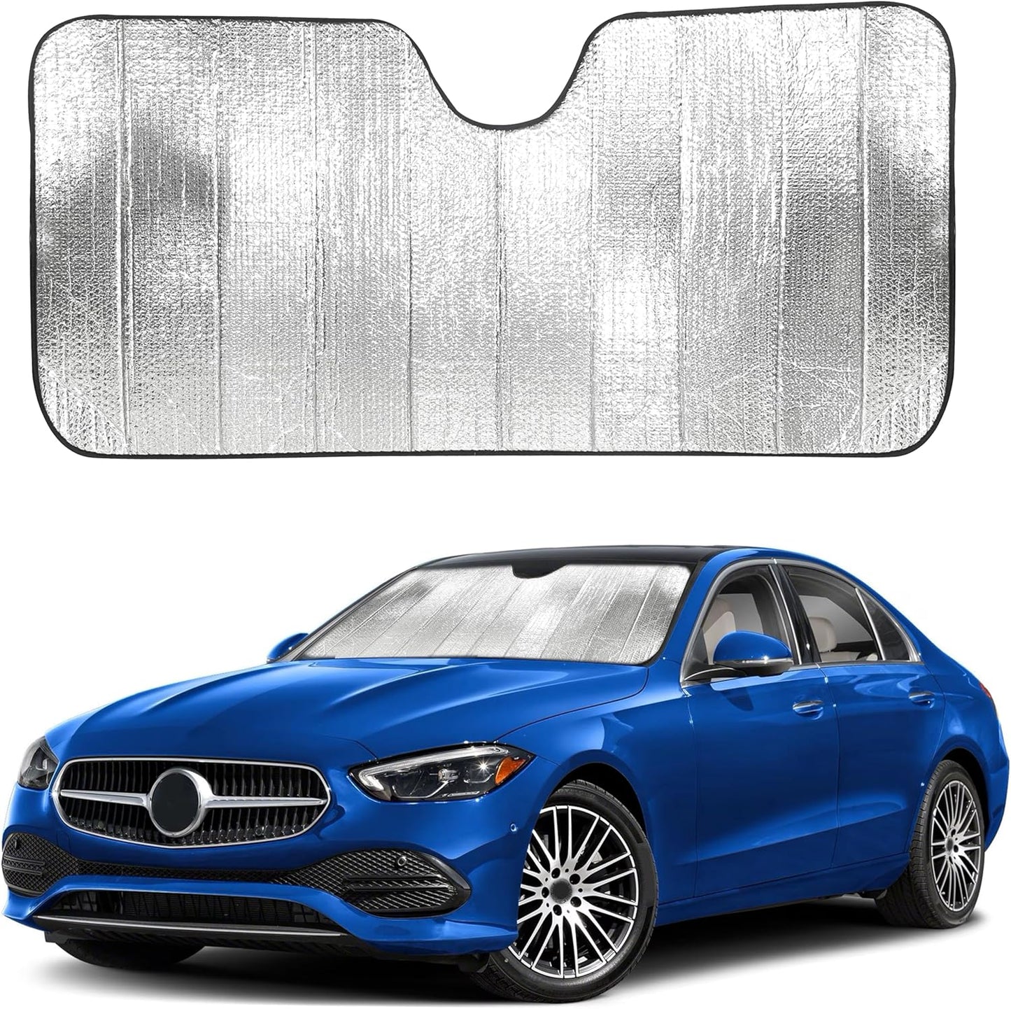 EcoNour Accordion Car Windshield Sun Shade | Car Sun Visor to Protect Harmful UV Rays | Foldable Automotive Windshield Sunshades | Window Sun Blocker to Keep Your Vehicle Cool & Comfort - 58" x 28"