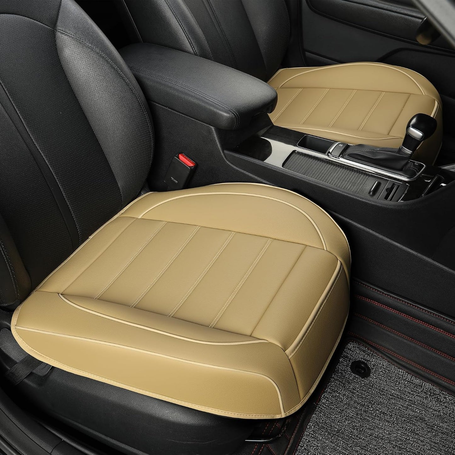 2 Pack Leather Front Car Seat Covers,Bottom Seat Covers for Cars,Driver Car Seat Cover,Luxury Seat Protectors,Waterproof,Full Wrap,for Most Vehicles,Sedan,Truck,SUV(Beige)