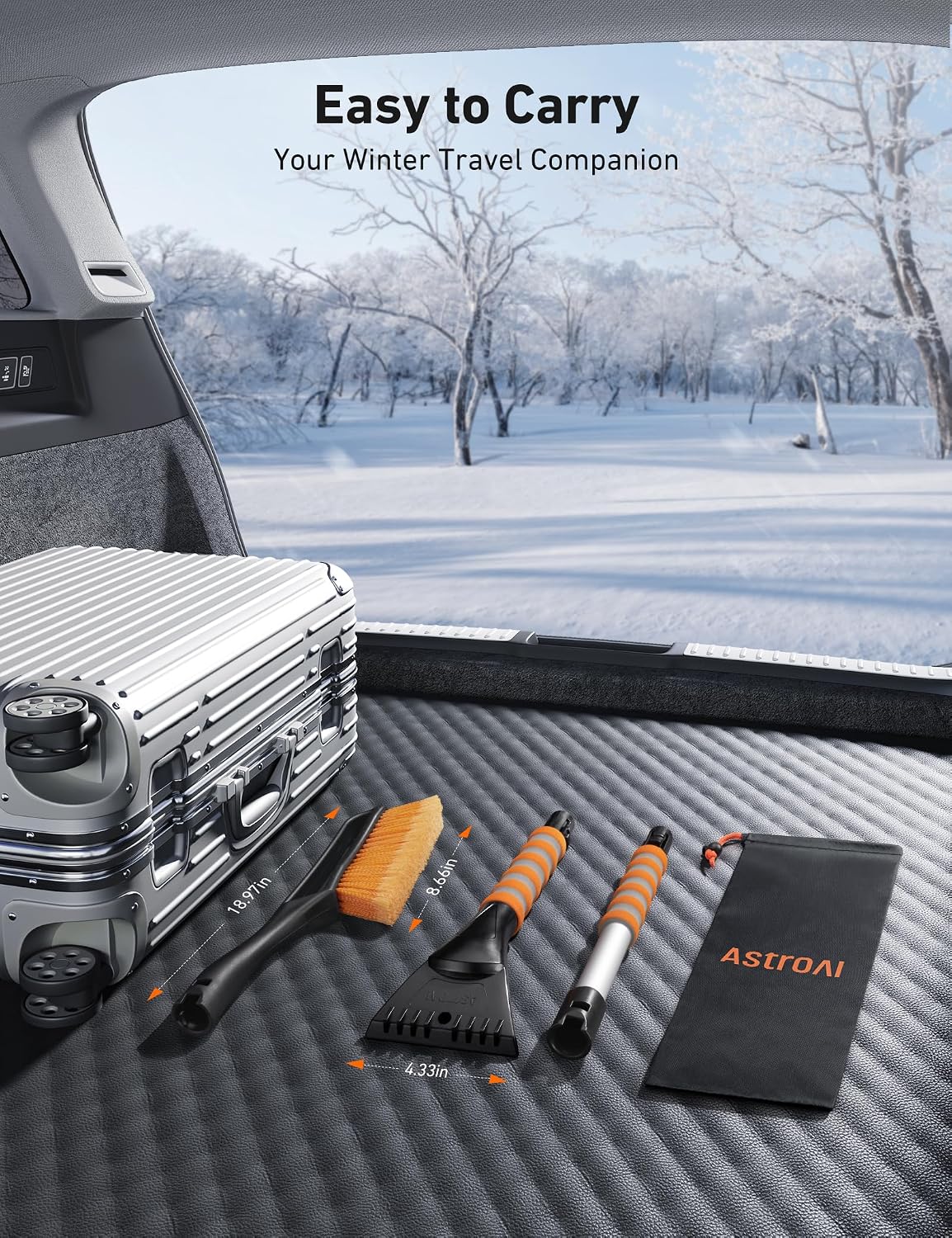 AstroAI 40" 2-in-1 Detachable Snow Brush & Ice Scrapers for Car Windshield