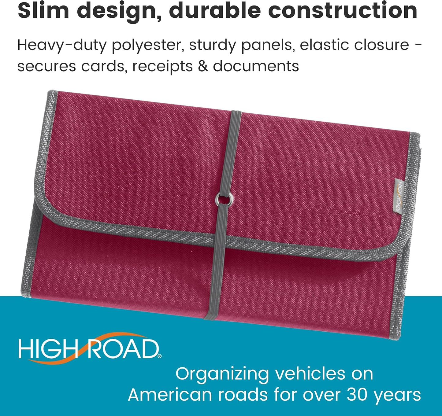 High Road Glove Box Organizer - Insurance and Registration Holder for Car Documents and Paperwork - Expandable Front Seat Organizer with Card Pockets