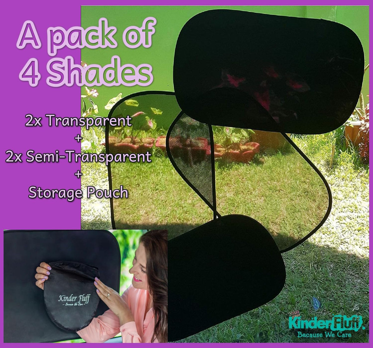 Car Window Shades - Certified 99.79% UVA & 99.95% UVB Sun Protection