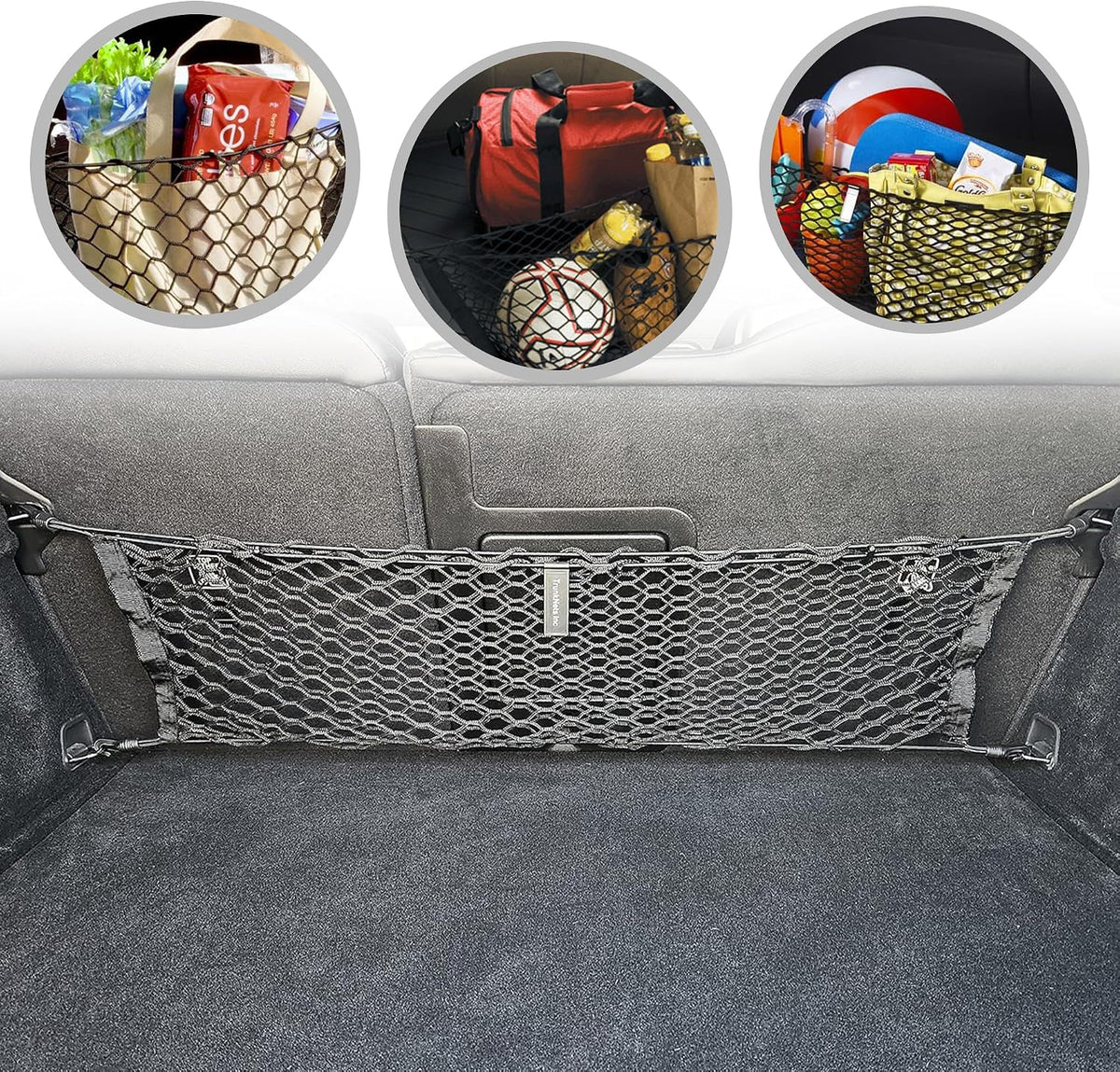 Back Seat Style Automotive Elastic Trunk Mesh Cargo Net for Volvo XC60 2017-2025 - Premium Trunk Organizer and Storage - Luggage Net for Crossover- Best Car Organizer for Volvo XC 60