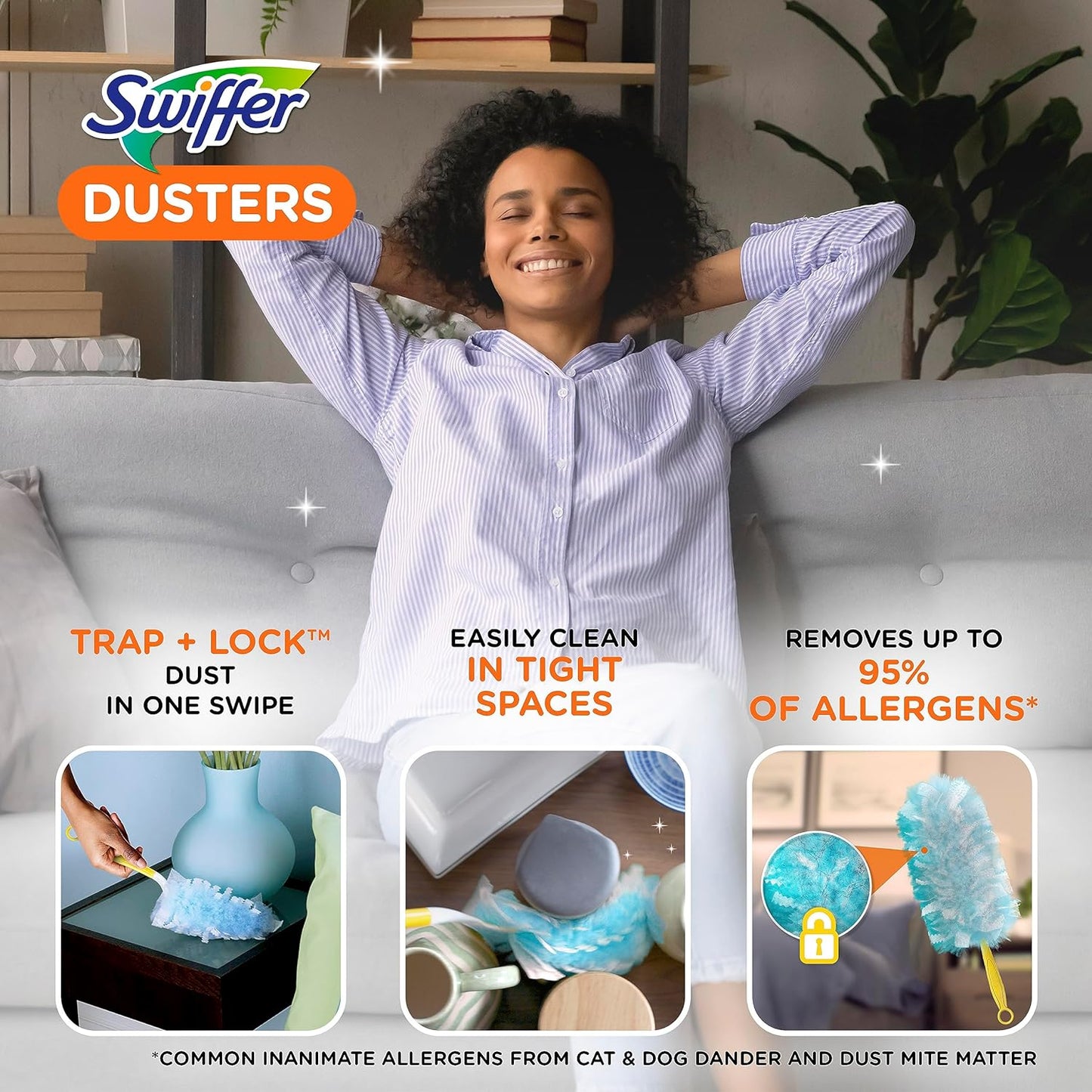 Swiffer Dusters Refill for Cleaning, Made by SWIFFER, Feather &amp; Microfiber Duster Disposable Alternative, for Dusting Furniture, Blinds, Ceiling Fans, Walls, Helps Remove Allergens, Unscented, 18ct