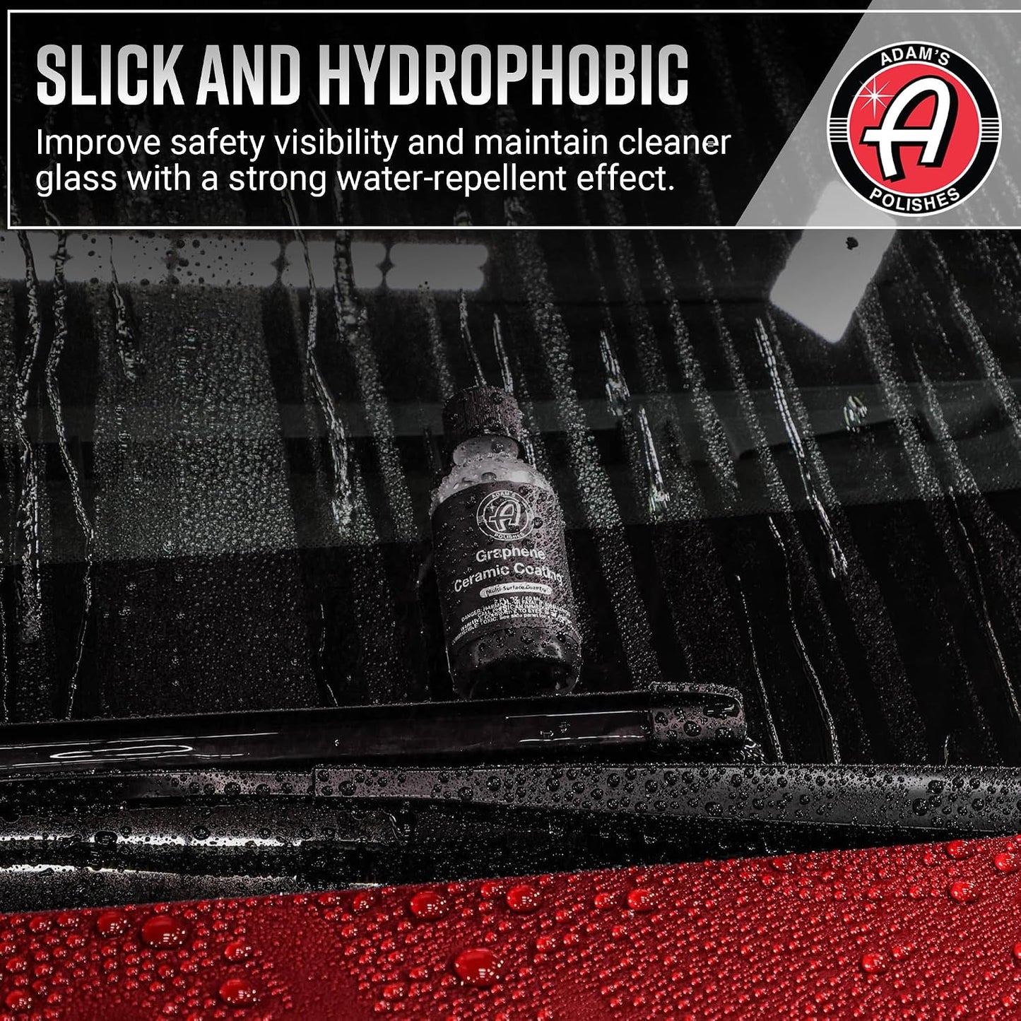 Adam's Polishes Graphene Glass Coating (30ml) - Advanced Rain Windshield Water Repellent for Cars, Shower Doors Mirrors and Other Glass Surfaces | Long Lasting Hydrophobic Graphene Ceramic Coating