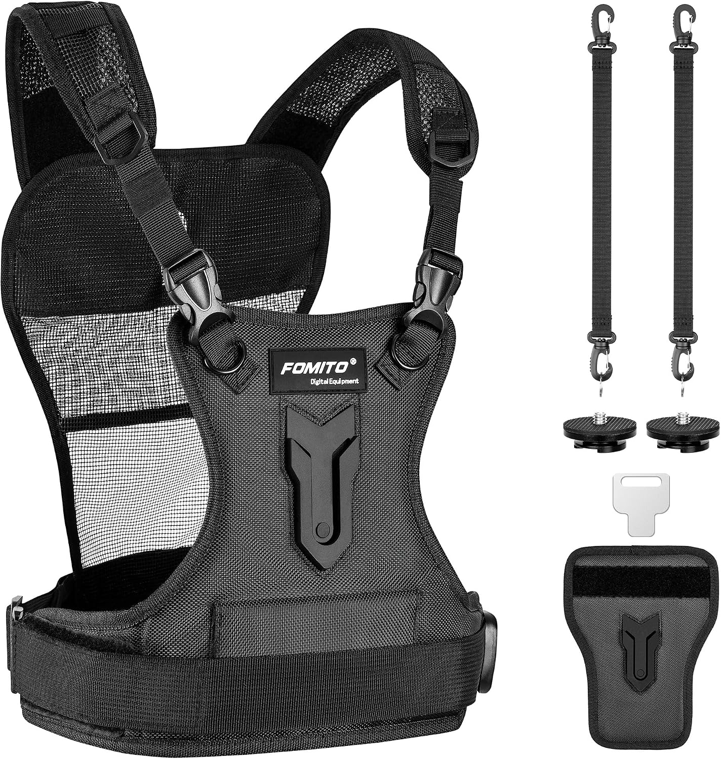 FOMITO Multi Camera Carrying Chest Harness System Vest with Side Holster for Canon 6D 600D 5D2 5D3 Nikon D800 D600 D300 D7000 D90 Sony A7S A7R A7S2 Panasonic Olympus DSLR