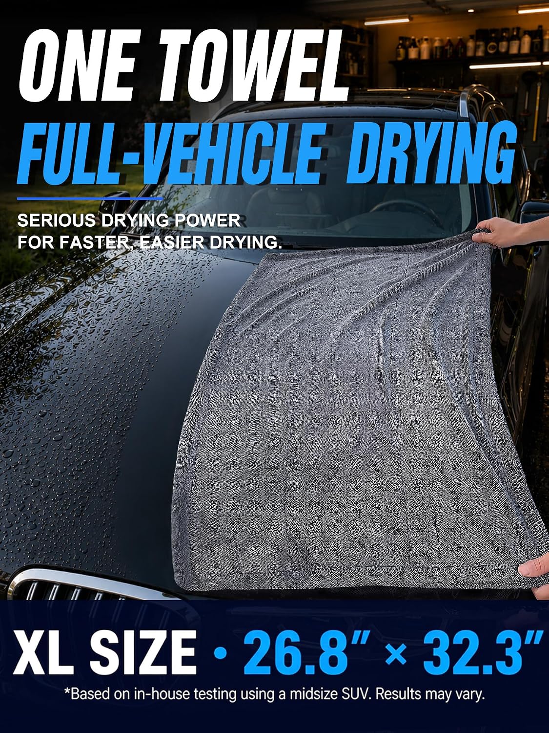 SHSCLY 1-Pack Double-Sided Microfiber Towels for Cars Gray 32.3"L x 26.8"W