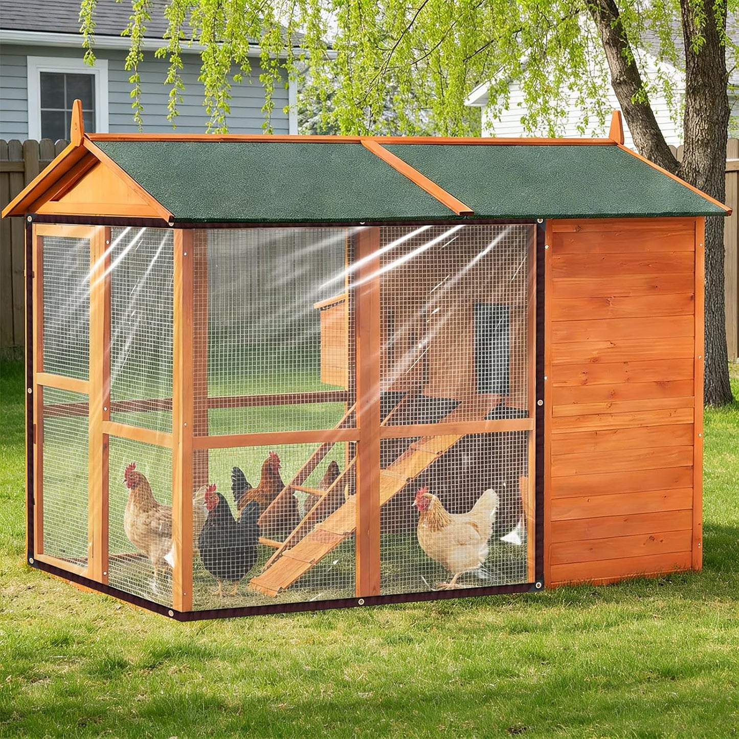 Clear Tarps 7x12ft, Waterproof Tarp Transparent with Grommets for Outdoors Anti-Tear for Chicken Coops Covering Firewood