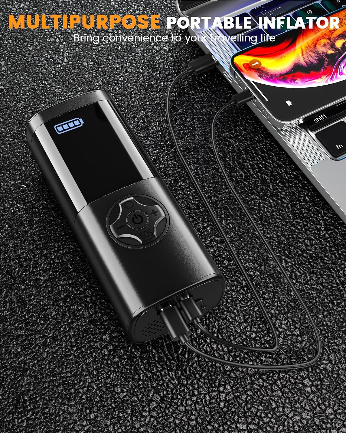 Jump Starter with Air Compressor, Peak Car Jumper Starter Portable, Jump Box with Jumper Cables, for Cars and Motorcycles, LCD Display