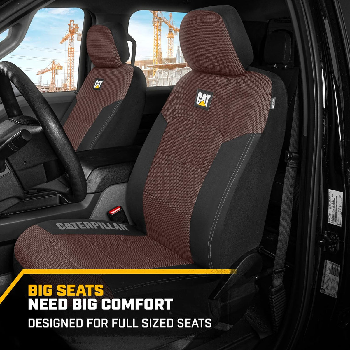 CAT MeshFlex Universal Front Seat Covers for Trucks, Cars, & SUV - Brown