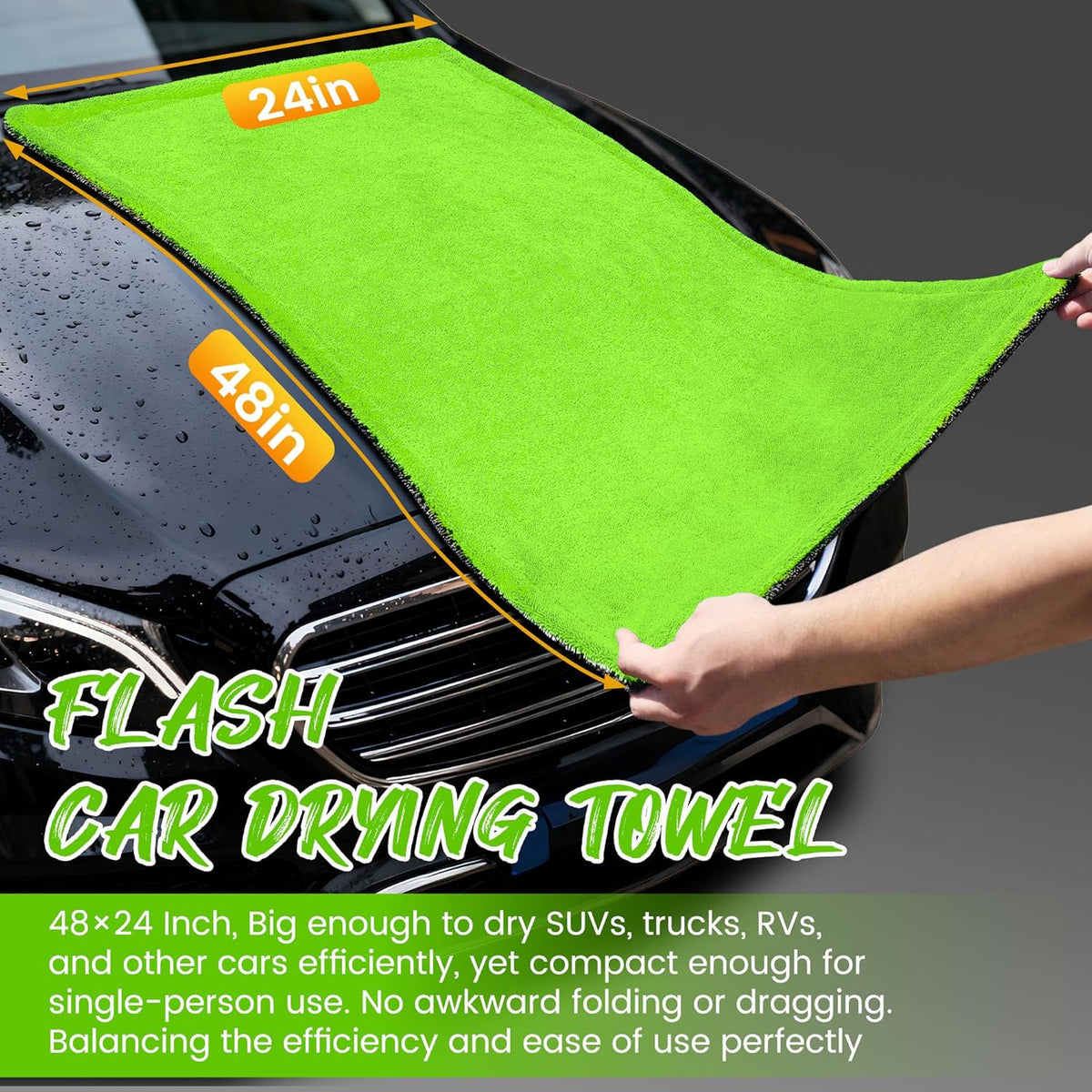 PUGPIU 1400GSM Microfiber Car Drying Towel Detailing Extra Large 48"x24"