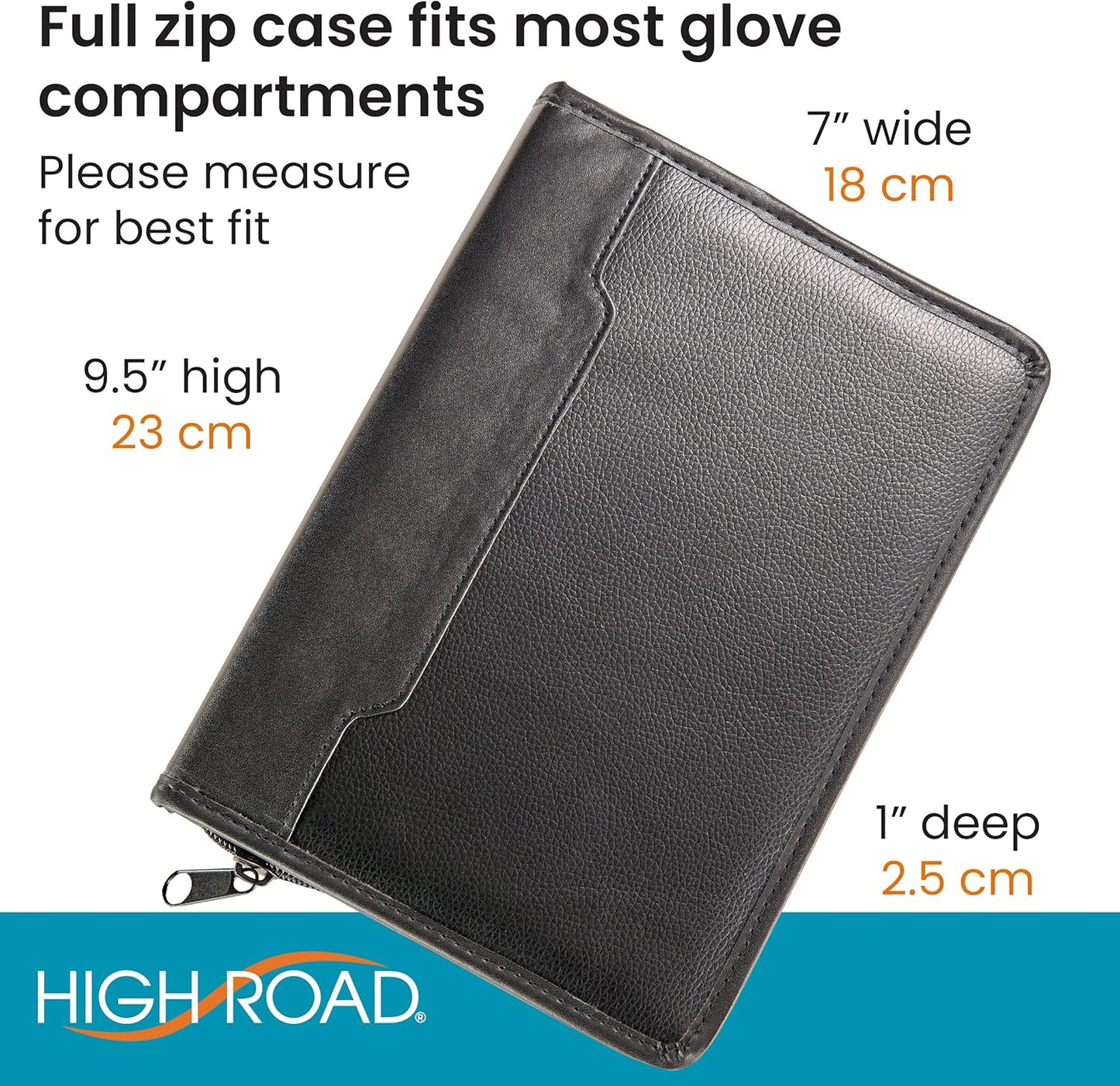 High Road Car Owners Manual Case and Glove Compartment Document Holder - Pebbled Faux Leather Glove Box Organizer for Car, SUV, Truck