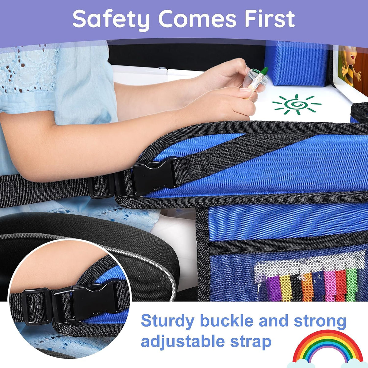 Kids Lap Desk Tray for Road Trip Activities, Portable Blue 1PCS