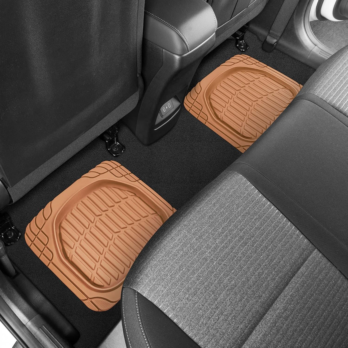 Motor Trend - MT-921-BG Flextough Tortoise - Heavy Duty Rubber Floor Mats for Car SUV Van & Truck - All Weather Protection - Deep Dish (Tan Beige)