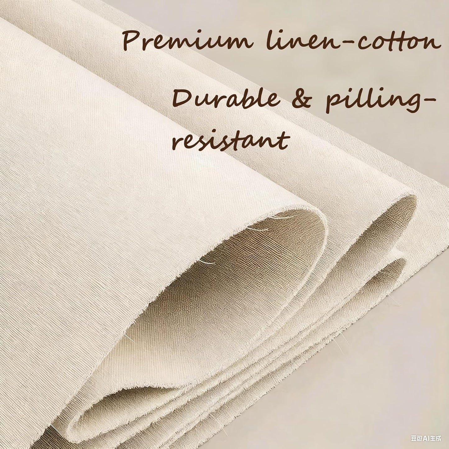 [3 Pack] Beige Cotton Linen Collapsible Storage Bins for Home Organization, Waterproof Fabric Foldable Organizer Boxes, 17.72 x 13.78 x 10.24 Inches, Zippered Flap & Handle (Large)