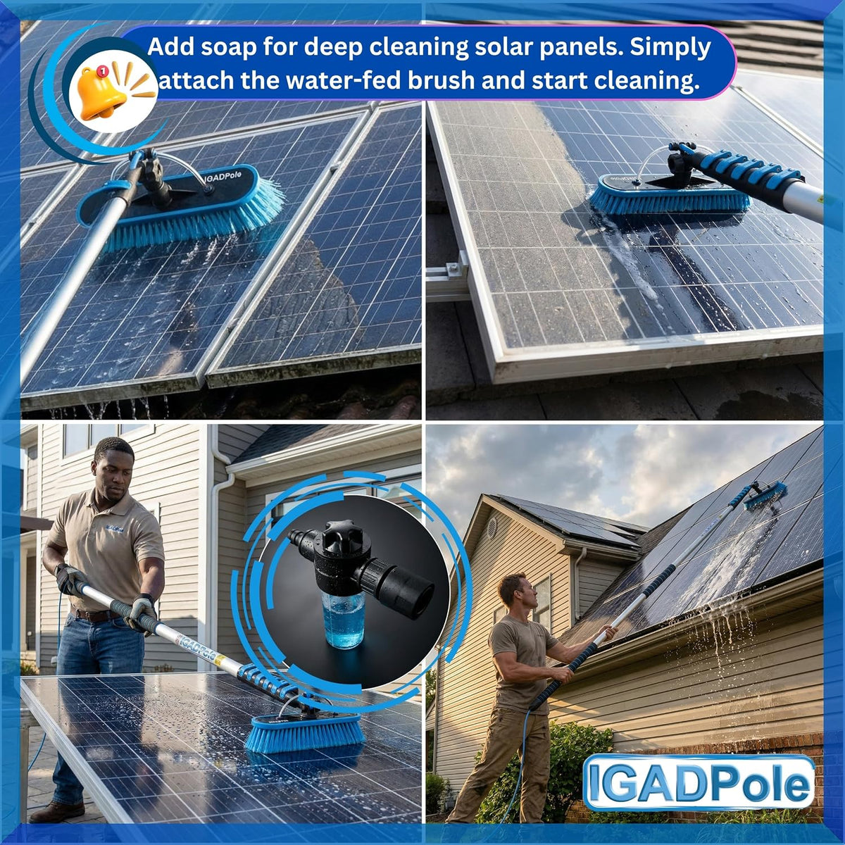IGADPole 24 FT Washing Kit: Water-fed Brush with Soap Dispenser, Cobweb Dusters, with 6-Stage Telescoping Pole 5-24ft Pole/Window and Dusting Cleaning Kit
