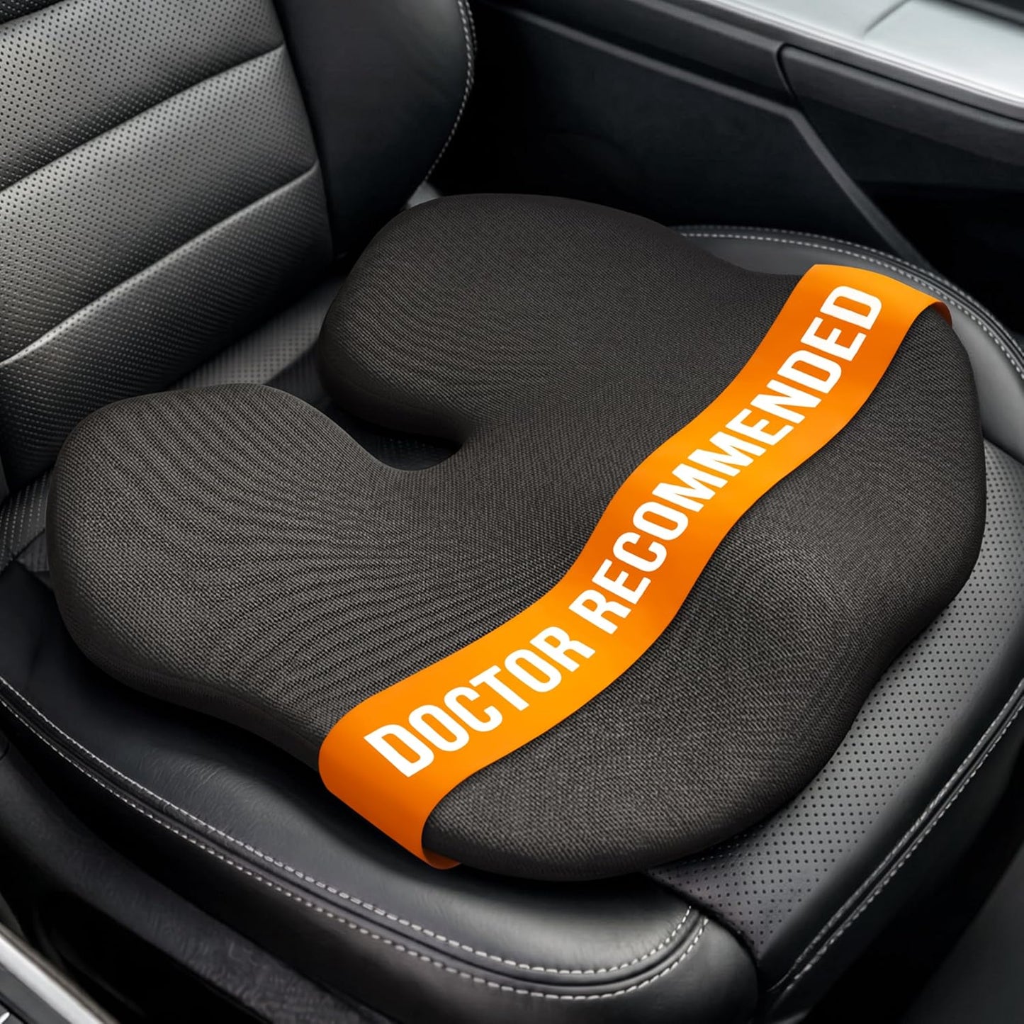 Everlasting Comfort Car Seat Cushion for Driving - Orthopedic Car Cushion for Office, Travel, Gaming Chair Memory Foam Driver Booster for Short People, Non-Slip, Washable Cover, Back & Sciatica Relief