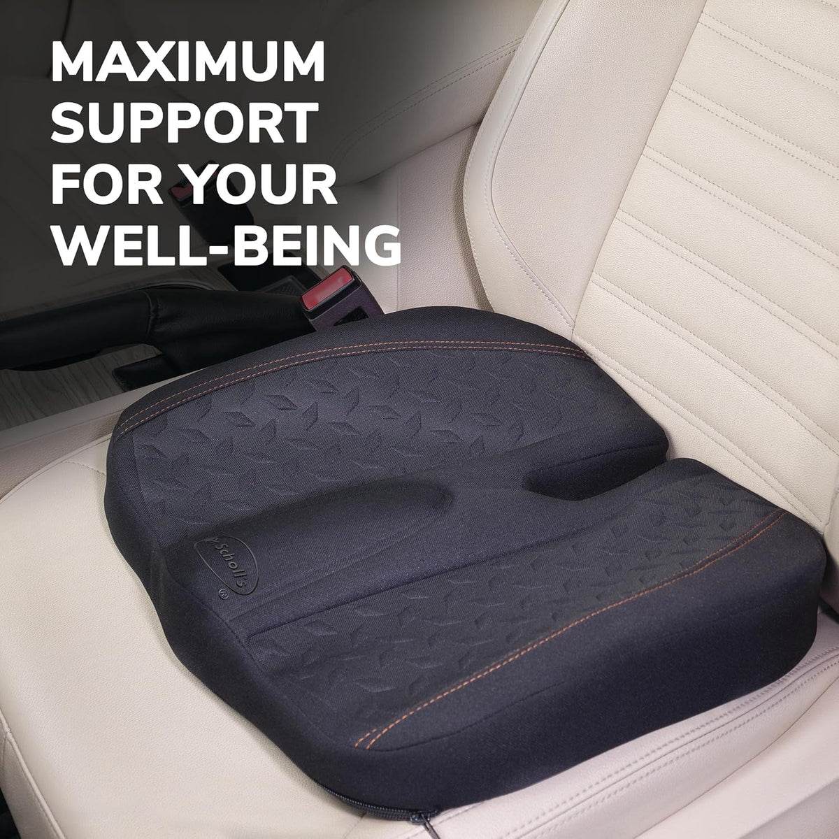 Dr. Scholl’s Max Support Copper-Infused Posterior Seat Cushion for Car, Truck, SUV — Black