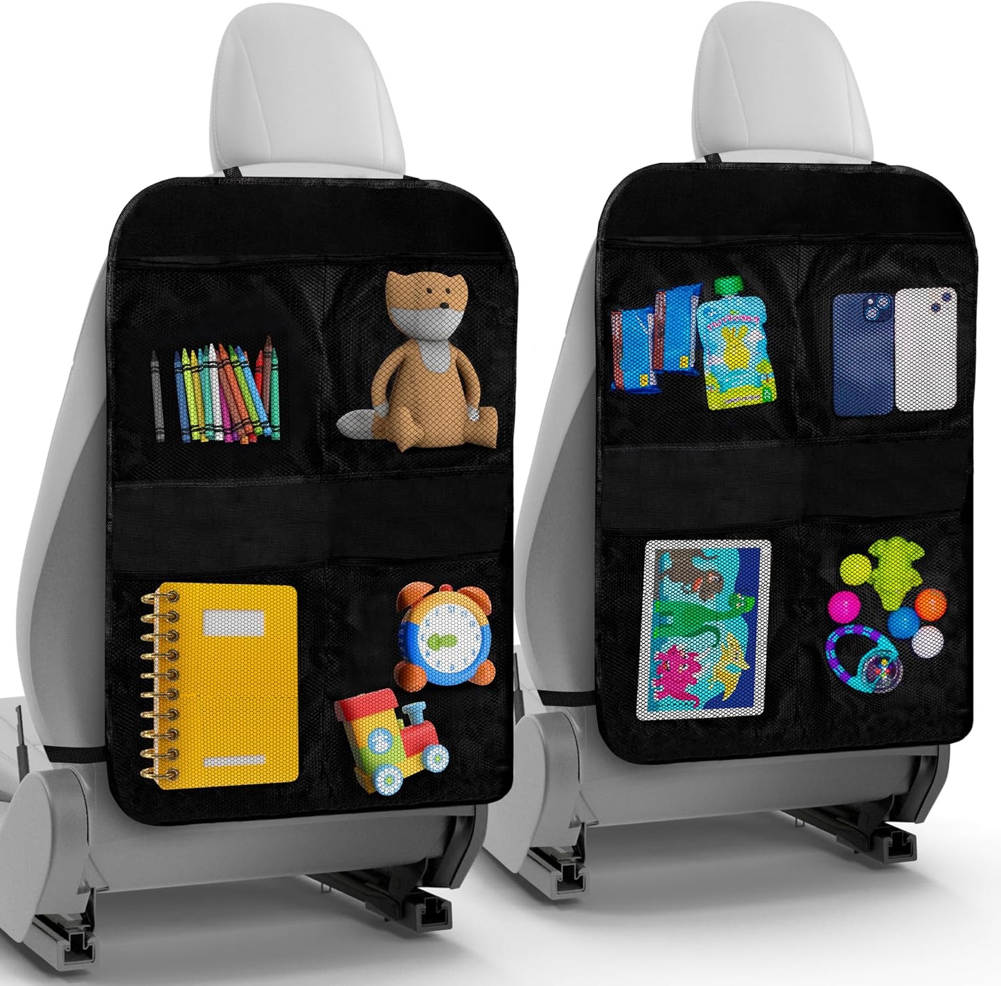 Todays Kids 2 Pack Kick Mats Back Seat Protector - Backseat Car Organizer for Kids, Car Storage Organizer, Back Seat Cars Organizers, Cars Organizers Backs Seats, Travel Accessories, 4 Pockets