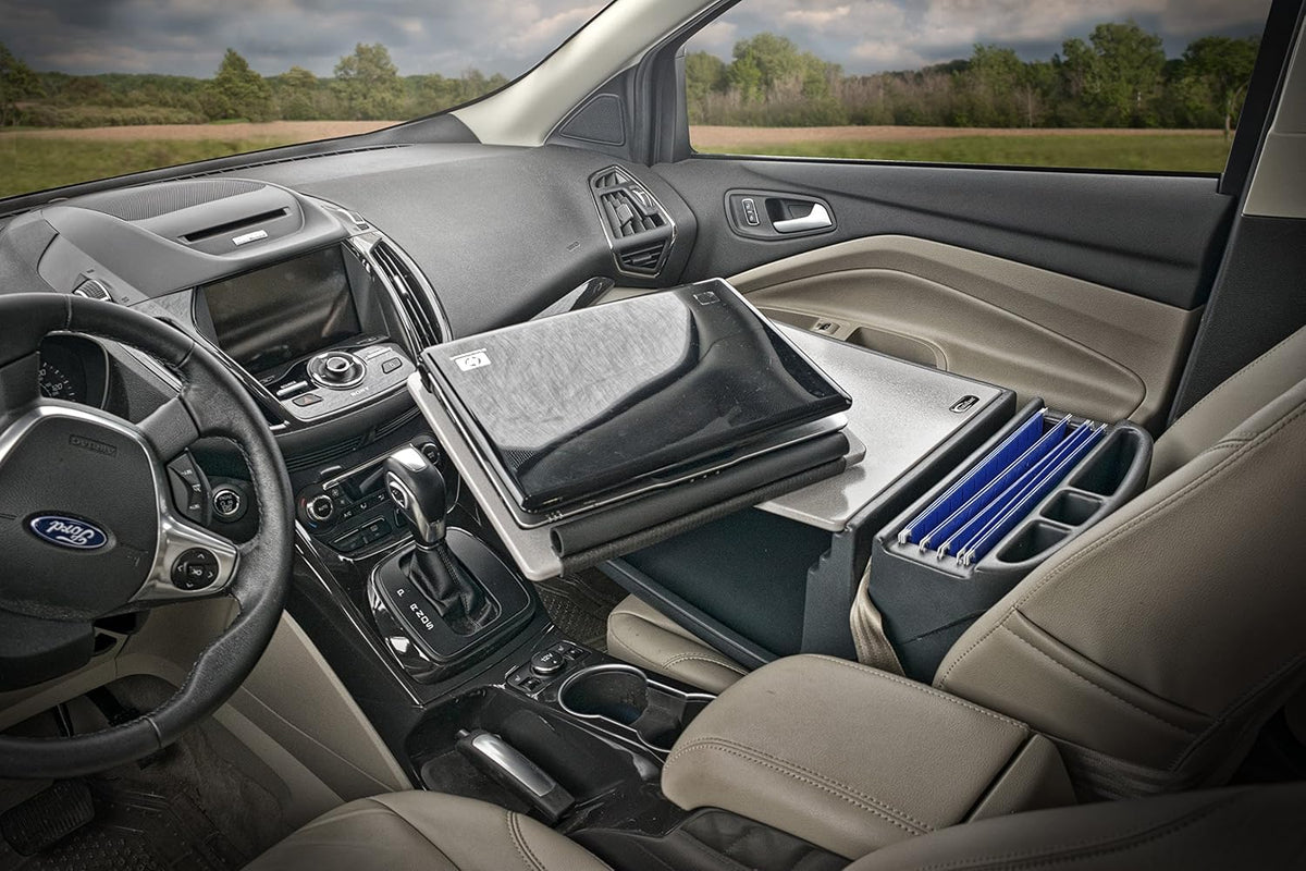 AutoExec Reach Desk Front Seat Car Desk and Portable Workstation with Phone Vent Clip, Grey