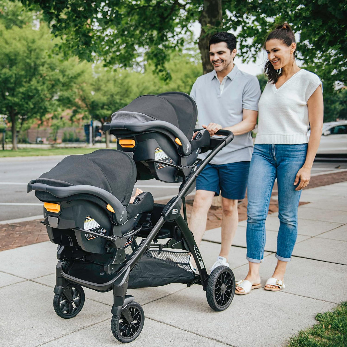 Chicco Corso Flex Infant Car Seat Adapter/Basket for Corso Flex Convertible Stroller, Compatible with Any Chicco Infant Car Seat, Black/Black