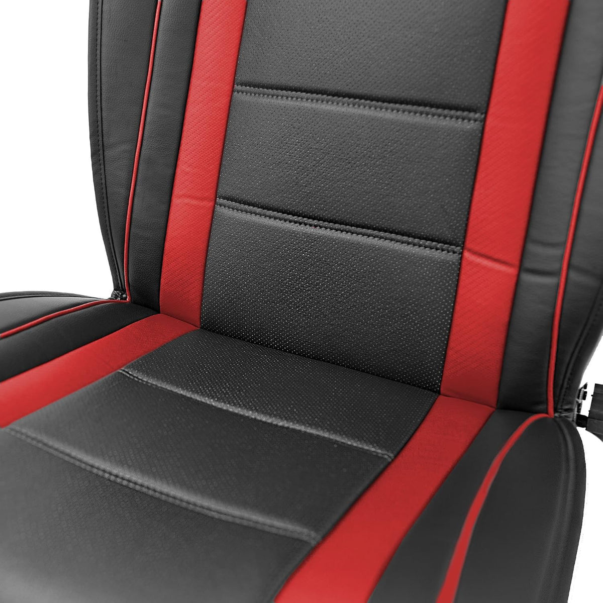 FH Group Front Set Faux Leather Car Seat Cushions - 2 Pack Seat Covers for Cars Trucks SUV, Waterproof, Universal Fit Seat Covers, Red/Black
