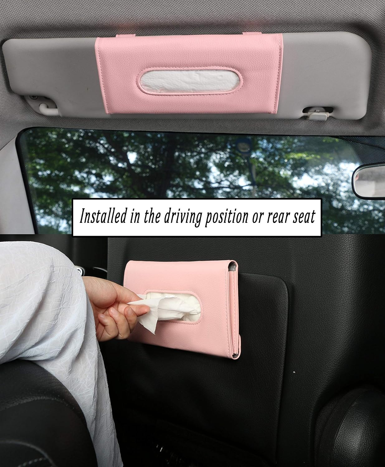Tissue Dispenser for Cars, Car Visor Tissue Holder, Car Napkin Holder, Tissues Holder for Cars Visor with One Tissue Refill, Autos Pink