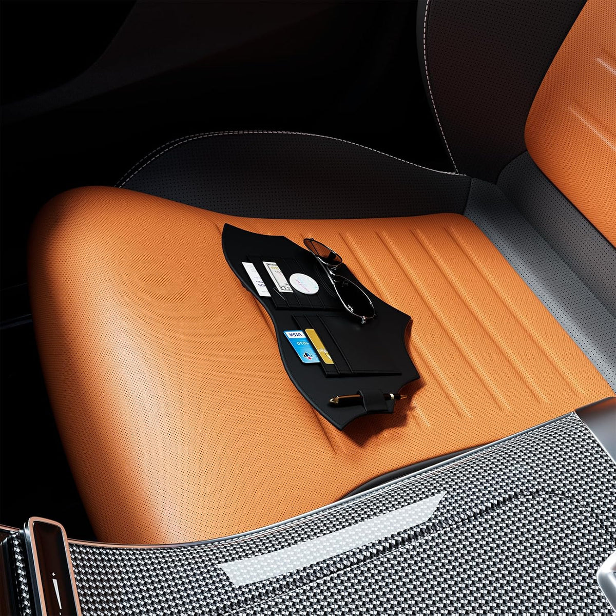 Car Visor Organizer, Multifunctional Auto Interior Accessories Storage Pocket Sun Visor Pouch for Card License Registration Document Pen Key Interior Accessories Pocket Organizer