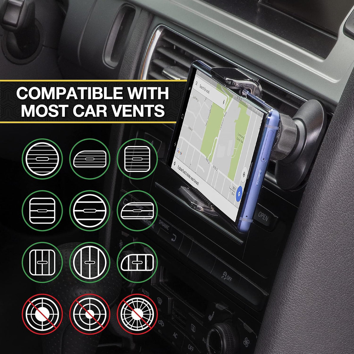 Scosche UH4DVM-SP CarMount 2-in-1 Universal Phone Vent or Dash Mount for The Car | Portable and Adjustable with 360 rotation