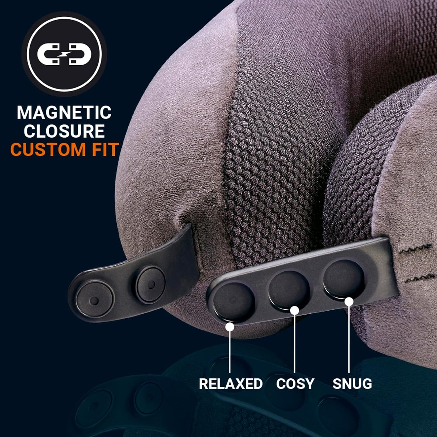 Go Travel Ultimate 3.0 Travel Pillow, Deluxe Memory Foam Neck Pillow with Magnetic Closure and Side Pocket, Ideal for Commute, Airplane, Car & Bus, Travel Essentials, Made in USA, Dark Gray