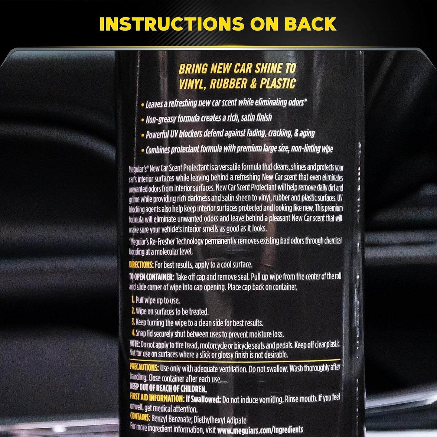 Meguiar’s New Car Scent Protectant Wipes, Car Wipes For Drivers &amp; Detailers—Car Cleaning Wipes That Clean, Protect And Freshen; Car Interior Wipes For Cars, Trucks &amp; Suvs - 30 Count