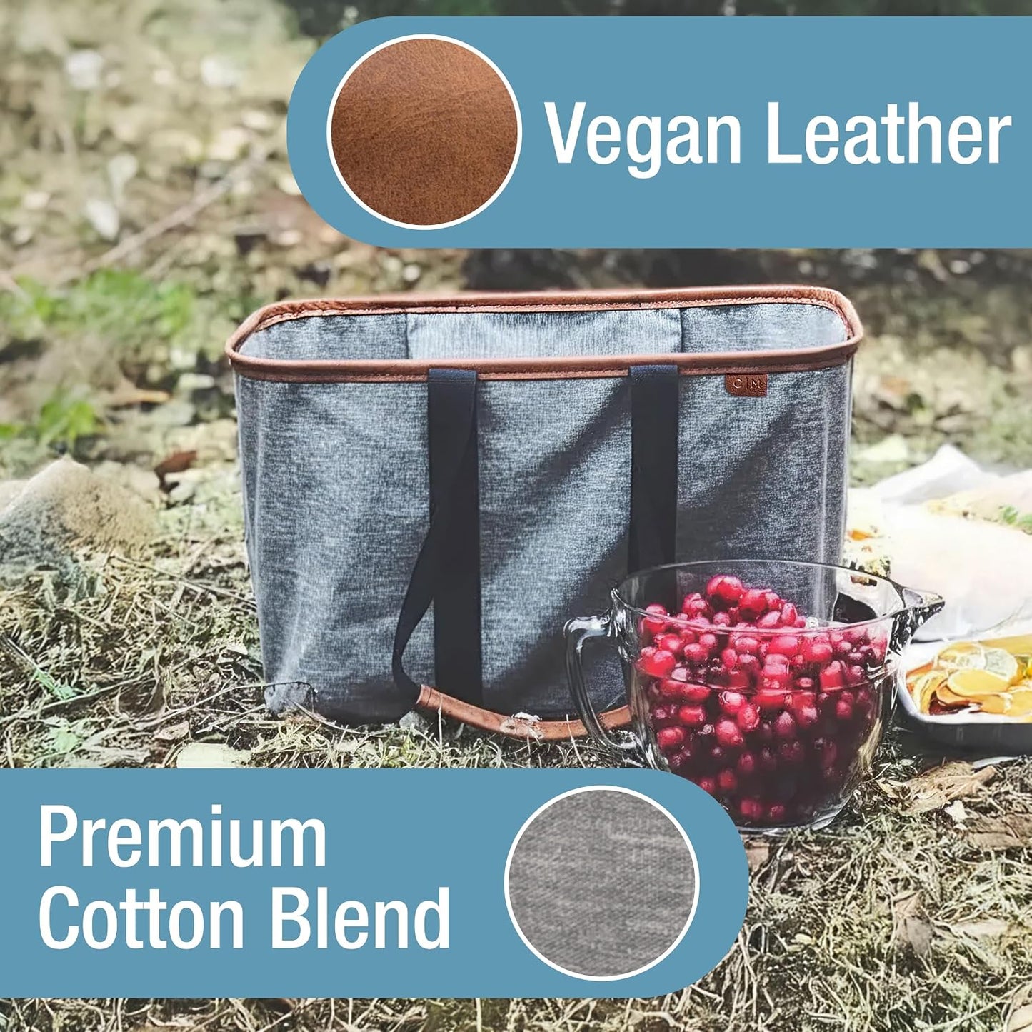 CleverMade Collapsible LUXE Tote, 30L Foldable Grocery Shopping Bag, Reusable