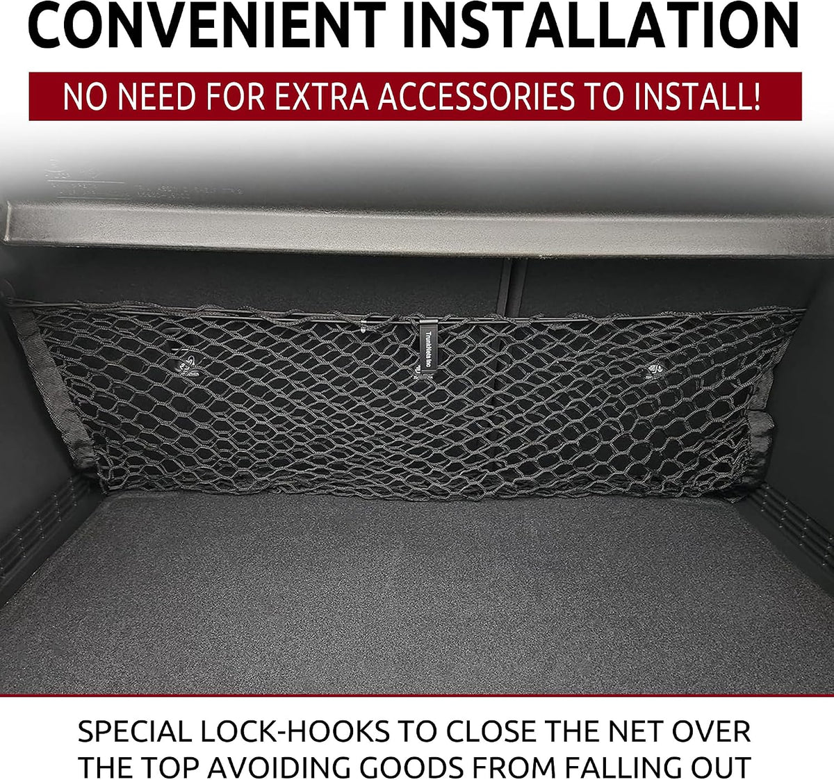 Envelope Style Automotive Elastic Trunk Mesh Cargo Net for Hyundai Kona Hybrid 2018-2026 - Premium Trunk Organizers and Storage - Luggage Net for Crossover - Best Car Organizer for Hyundai Kona EV