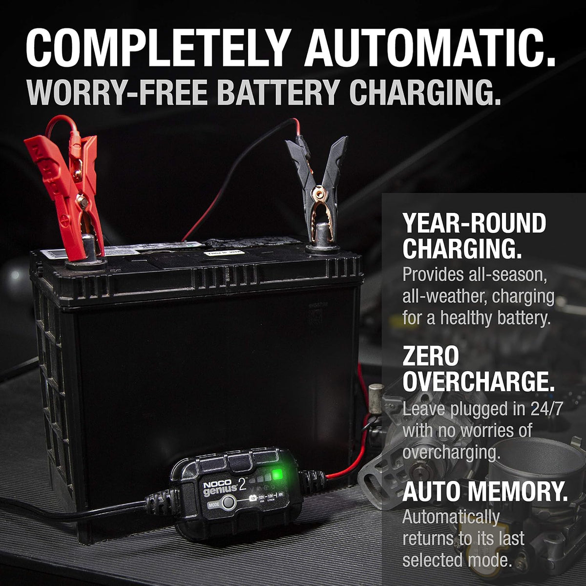 NOCO GENIUS2 2A 6/12V Smart Battery Charger, Trickle Charger & Maintainer
