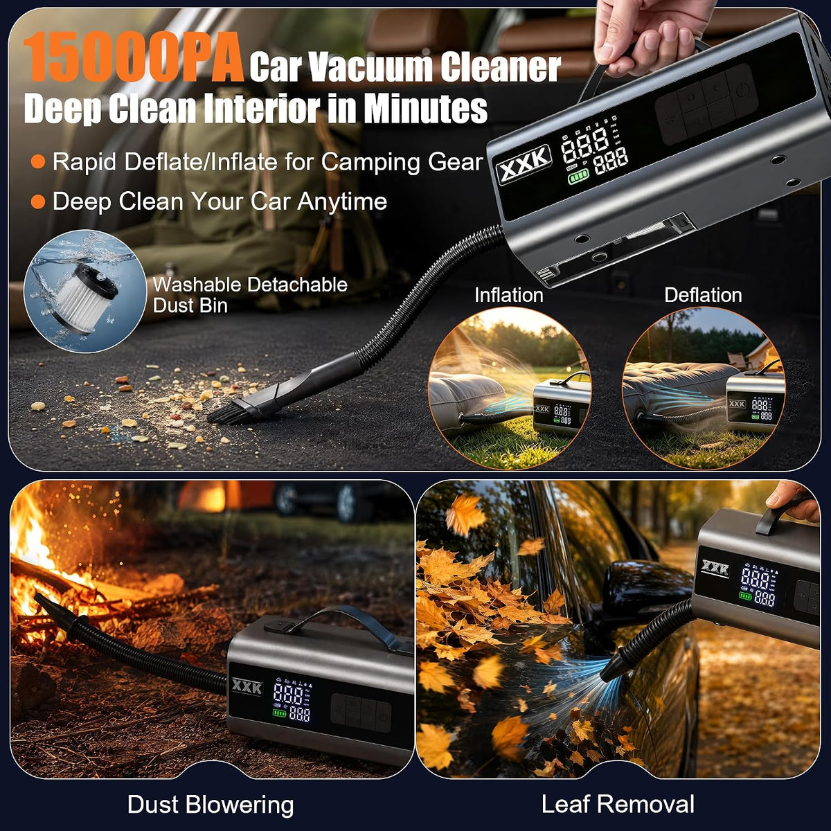 9000A Car Jump Starter with Air Compressor, Vacuum & 26800mAh Battery Pack
