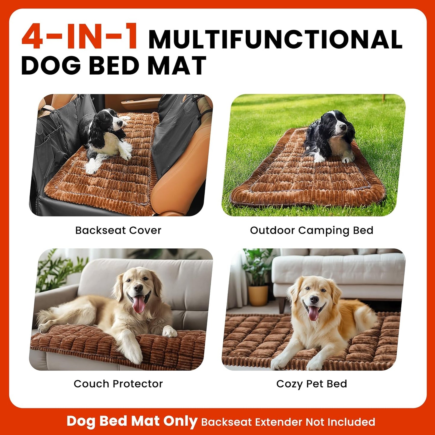 HiPetpy Backseat Dog Bed Mat for Car, Non-Slip Dog Bed for Car Back Seat, Soft & Cozy Dogs Blanket, Washable Travel Pet Mat Seat Protector for Cars, SUVs, Trucks
