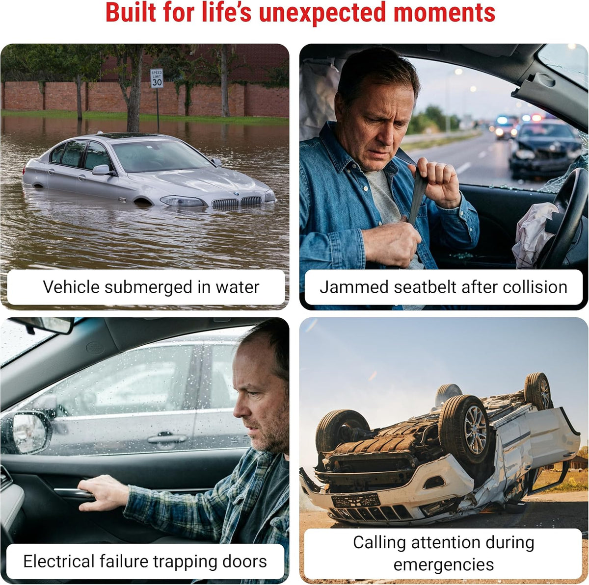 ADD-SCAPE 3-in-1 Car Emergency Escape Tool – Glass Breaker & Belt Cutter