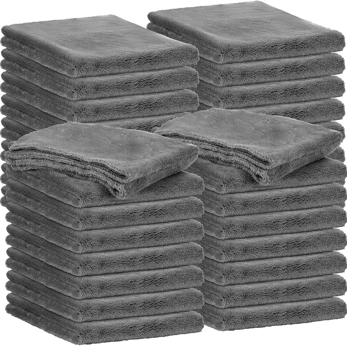 Shimeyao 20 Pcs 16 x 16 Inch Edgeless Microfiber Plush Towels for Cars Detailing Drying Wash Polishing Absorbent Cleaning Cloths, 500 GSM (Blue, Black, Gray)