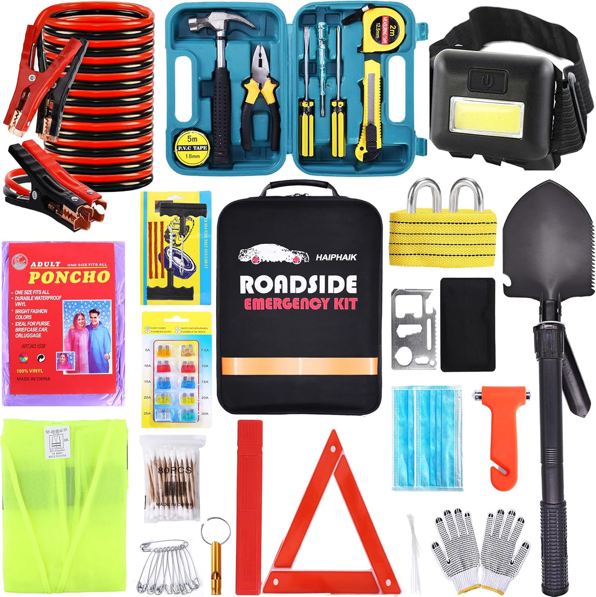 Car Emergency Kits for Vehicles with Jumper Cables Automotive Safety Kits