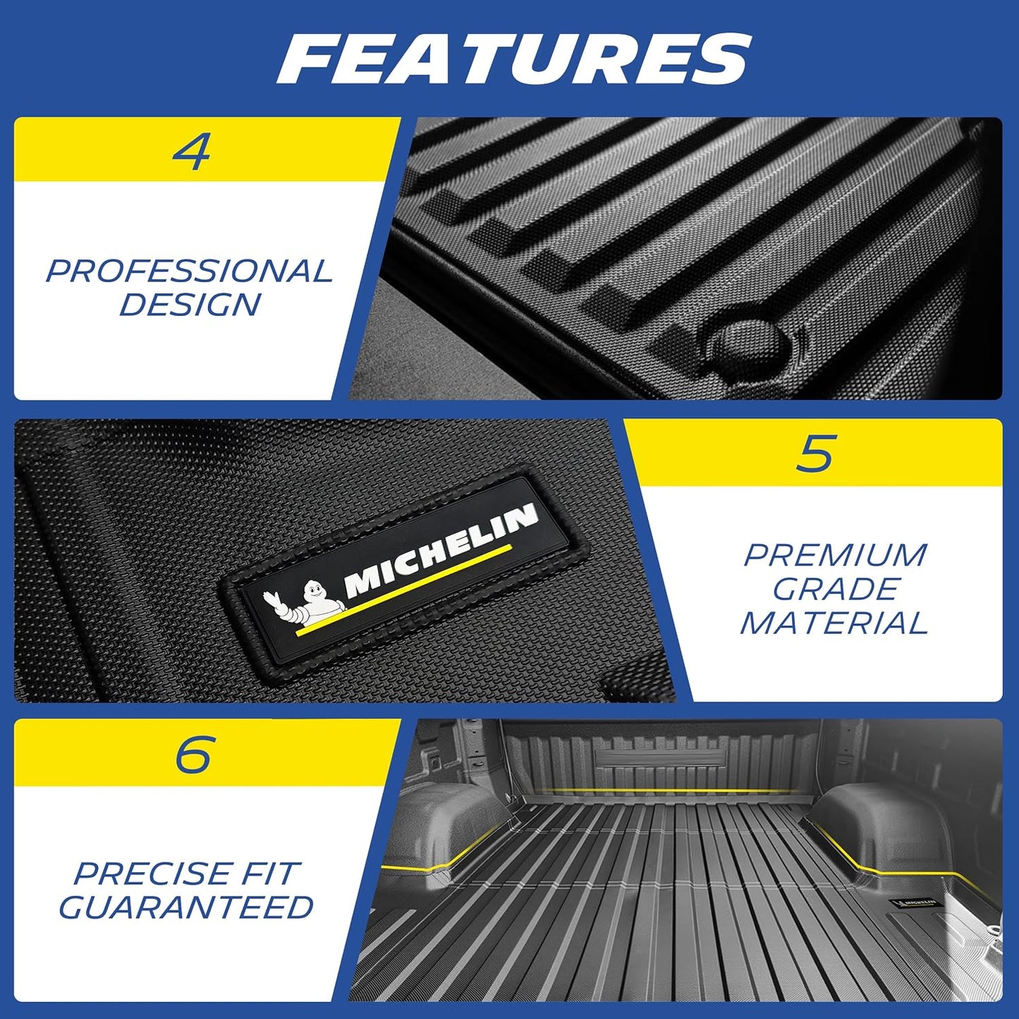 MICHELIN Truck Bed Mat for 2024 2025 2026 Toyota Tacoma - 5 FT / 60.3" Short Bed (Not Fit Drop-in Liners), All-Weather Truck Bed Liner, Custom Fit, Durable TPE Bedliner, Non-Slip
