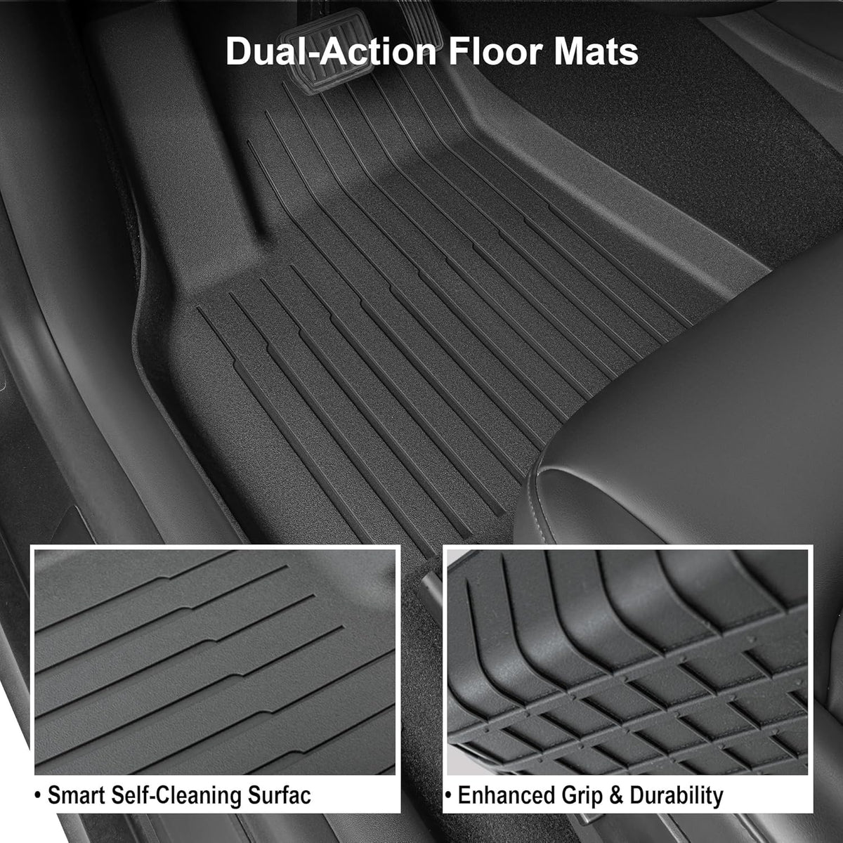 SUPER LINER Tesla Model 3 Floor Mats 2024-2026 2027 All-Weather 8-Pcs Set
