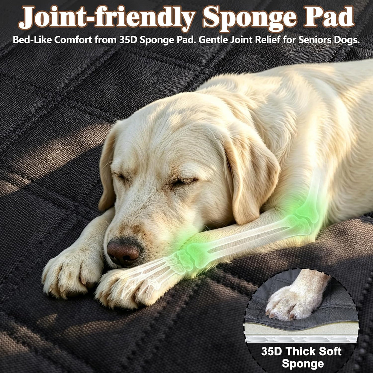 Dog Car Seat Cover for Back Seat – 900D Oxford Heavy Duty Hard Bottom Extender, Waterproof Dog Hammock with Mesh Window, Joint-Friendly Sponge Pad, Supports 600LBS – Fits Sedan/SUV