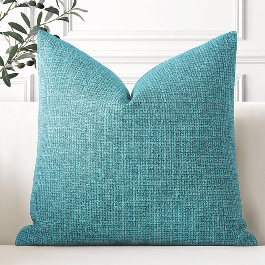 OTOSTAR Linen Throw Pillow Cover Set of 1 Decorative Square Pillowcases Cushion Covers 24x24 Inch for Home Decor Sofa Bedroom Car 60 x 60CM Turquoise