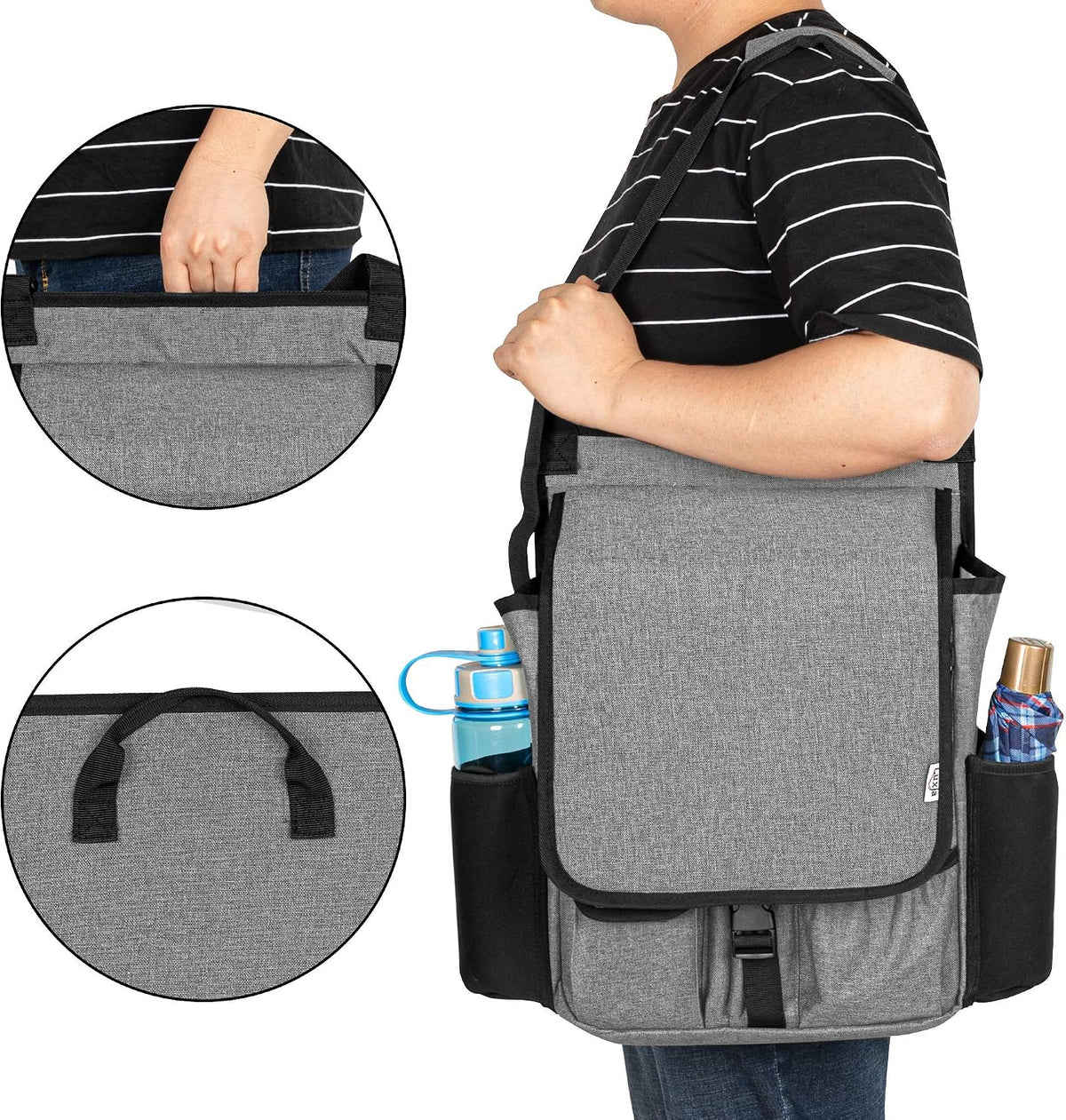LUXJA Car Front Seat Organizer with Cover & Laptop Sleeve, Gray