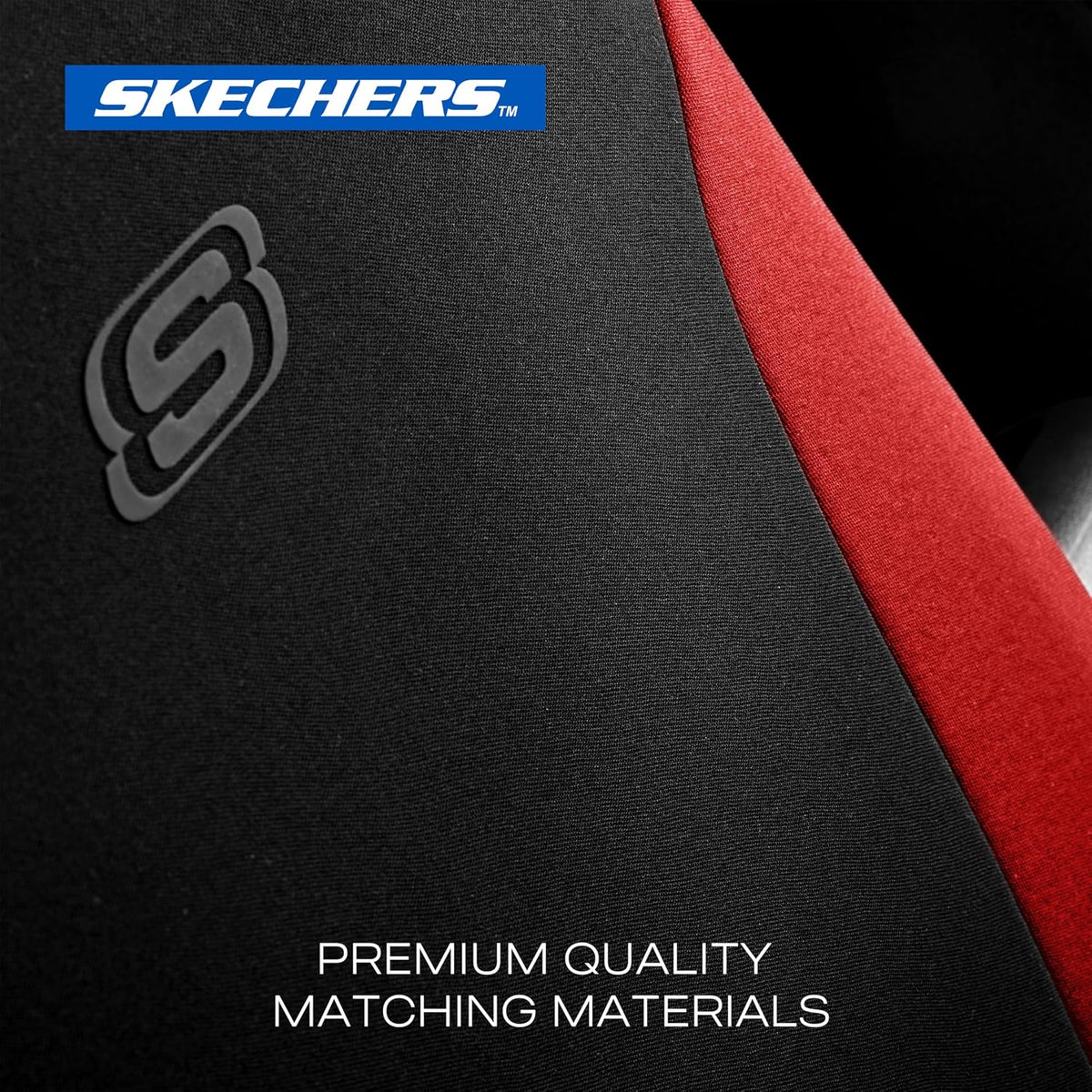 Skechers Seat Covers, Premium Breathable Polyester Car Seat Covers, Car Seat Covers Full Set Airbag Compatible, Automotive Comfort for Most Cars, Vans, Trucks, SUVs (Full Set, Red)