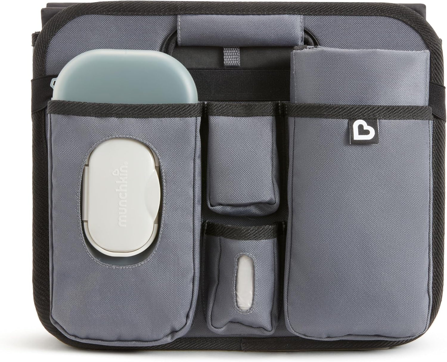 Munchkin Out-n-About Trunk Organizer for SUVs and Cars with Portable Changing Pad and Wet Baby Wipes for Diaper Changes On-the-Go, Collapsible, Grey