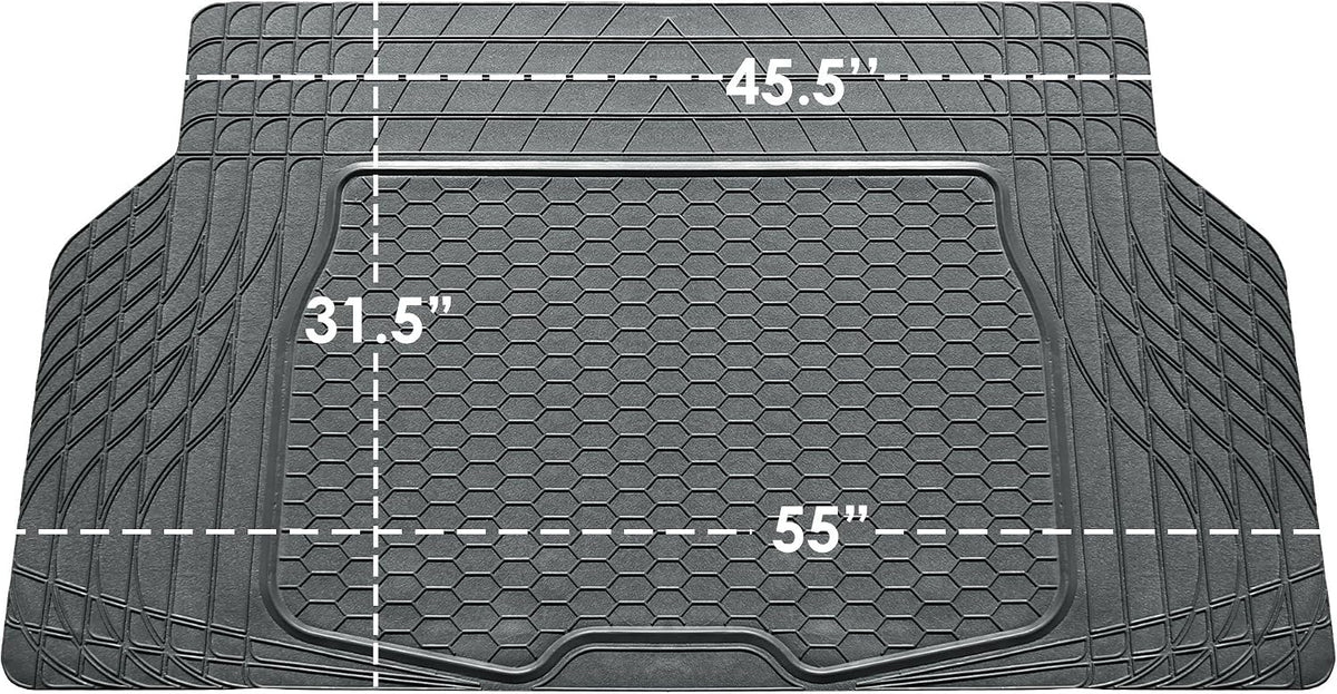 FH Group Automotive Floor Mats - Heavy-Duty Rubber, All Weather Protection Universal Fit Full Set Floor Mats and Cargo Mat, Climaproof, Semi Custom Trimmable for Most Cars, Sedan, SUV, Truck, Gray